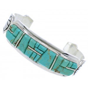 Turquoise Inlay Sterling Silver Jewelry Cuff Bracelet MX27336