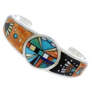 Southwestern Silver Sun Multicolor Jewelry Cuff Bracelet MX27383