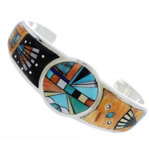 Sun Southwest Sterling Silver Multicolor Jewelry Cuff Bracelet MX27385