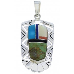 Multicolor Inlay And Silver Jewelry Pendant PX30174