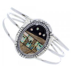 Silver Native American Design Multicolor Cuff Bracelet MX27476