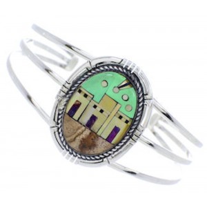 Native American Design Multicolor Silver Cuff Bracelet MX27477