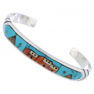 Native American Design Multicolor Sterling Silver Bracelet MX27564