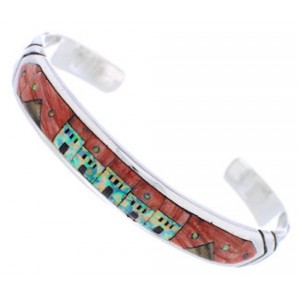 Multicolor Native American Village Design Cuff Bracelet MX27592