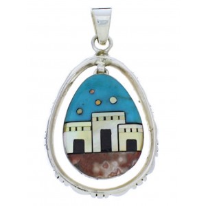 Sterling Silver Multicolor Native American Design Pendant PX29770