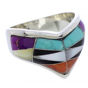 Sterling Silver Magenta Turquoise Multicolor Ring Size 6-1/4 RS42190