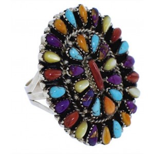 Turquoise Multicolor Sterling Silver Ring Size 8 AX37776