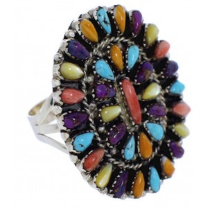Multicolor Sterling Silver Southwestern Ring Size 7-3/4 AX37848