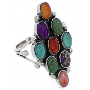 Multicolor Sterling Silver Ring Size 8-3/4 AS35691