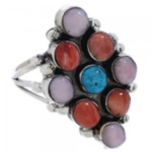 Multicolor And Sterling Silver Southwest Jewelry Ring Size 7-3/4 VX56785