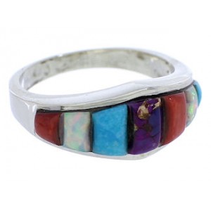 Multicolor Southwest Sterling Silver Ring Size 7-3/4 EX51033