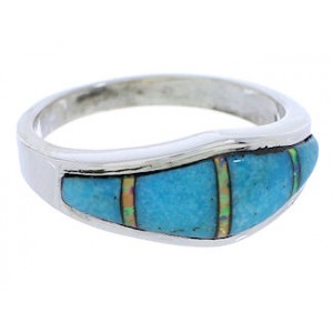Sterling Silver Turquoise And Opal Ring Size 6-1/2 EX51057