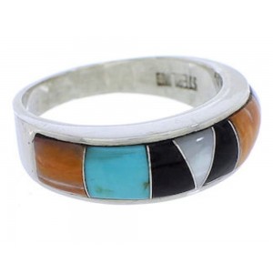 Sterling Silver Turquoise Multicolor Ring Size 8-3/4 JX37970