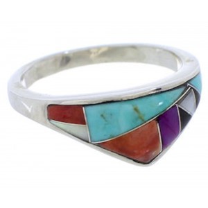 Sterling Silver Southwest Multicolor Ring Size 5-3/4 JX38040