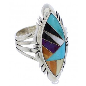 Multicolor Southwest Sterling Silver Ring Size 8-3/4 JX38214