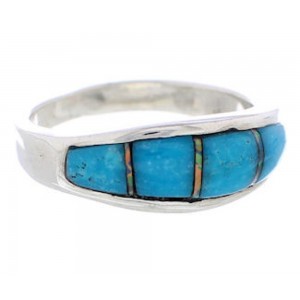 Sterling Silver Southwest Opal And Turquoise Ring Size 8-3/4 CX50627