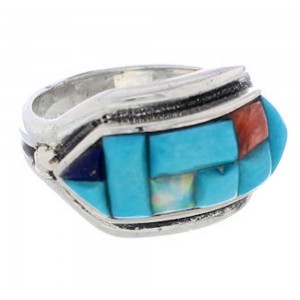 Multicolor Southwestern Authentic Sterling Silver Ring Size 6 CX50759