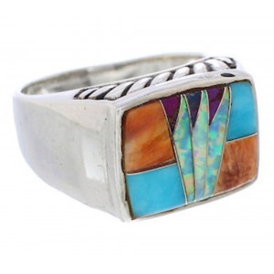 Sterling Silver Multicolor Inlay Southwest Ring Size 11-1/4 CX50878