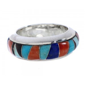 Sterling Jewelry Turquoise Multicolor Ring Band Size 5-1/2 HS35695 