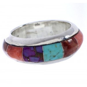 Multicolor Genuine Sterling Silver Ring Band Size 5-1/2 AS44558