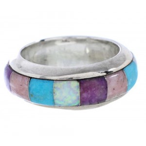Southwestern Multicolor Silver Jewelry Ring Size 6-1/4 TX41949
