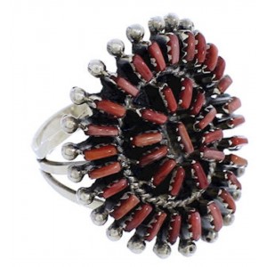 Red Oyster Shell And Sterling Silver Ring Size 6-3/4 AS36237