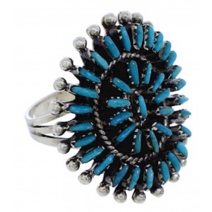 Turquoise Needlepoint Ring Size 8-3/4 EX43621
