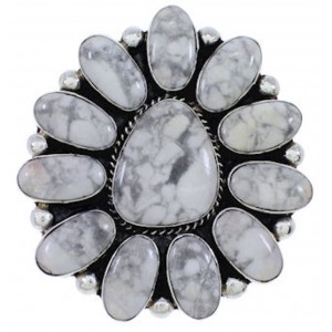 Howlite Large Statement Southwest Silver Ring Size 8-1/2 YX35980