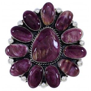 Large Statement Purple Oyster Shell Silver Ring Size 8-1/2 YX36012