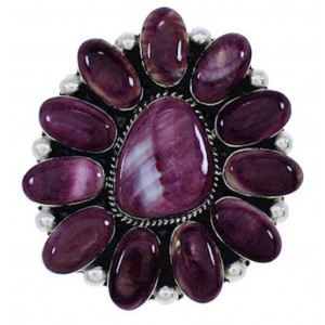 Purple Oyster Shell Large Statement Silver Ring Size 7-3/4 YX35990
