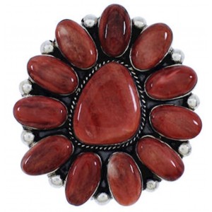 Large Statement Red Oyster Silver Southwest Ring Size 8-3/4 YX36026