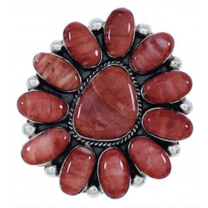 Red Oyster Large Statement  Silver Southwest Ring Size 9-3/4 YX36028