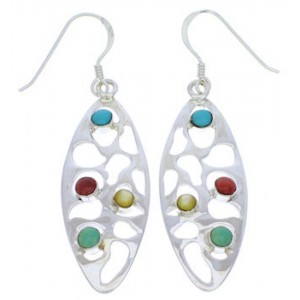 Southwest Multicolor Sterling Silver Hook Earrings Jewelry JX22915