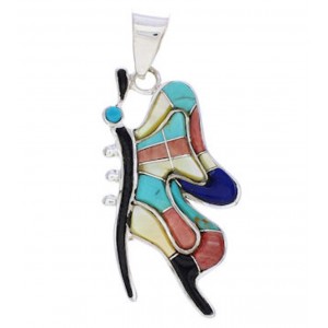 Multicolor Southwest Sterling Silver Butterfly Pendant EX29751