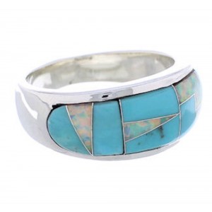 Opal And Turquoise Southwest Sterling Silver Ring Size 7-3/4 CX50063