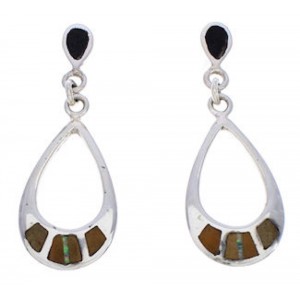 Sterling Silver And Multicolor Inlay Post Dangle Earrings JX23909