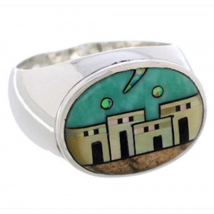 Multicolor Native American Pueblo Design Ring Size 10-1/2 PX42288