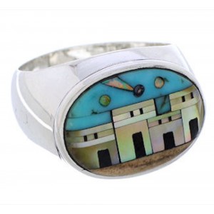 Silver Native American Design Multicolor Ring Size 9-1/2 PX42312