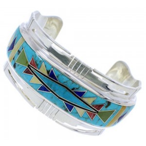 Southwest Jewelry Sterling Silver Multicolor Cuff Bracelet NX27293