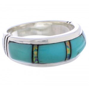 Southwest Turquoise Sterling Silver Jewelry Ring Size 5-3/4 ZX35459