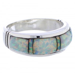 Opal Inlay And Genuine Sterling Silver Ring Size 6-3/4 ZX35577