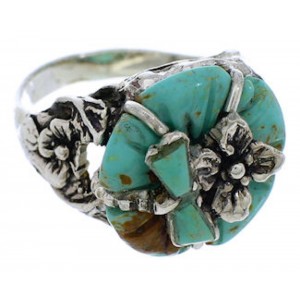 Southwest Jewelry Turquoise Dragonfly Flower Ring Size 6-1/4 EX23302