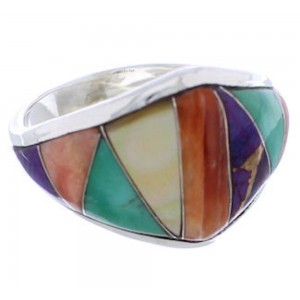 Southwest Ring Multicolor Sterling Silver Jewelry Size 8-3/4 EX22432