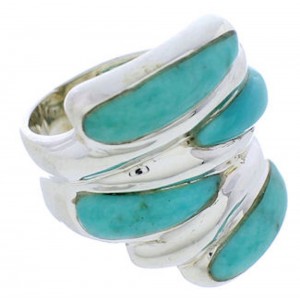 Turquoise Inlay Silver Southwest Jewelry Ring Size 5 FX22045