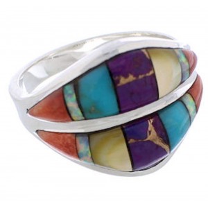 Silver Multicolor Jewelry Southwestern Ring Size 8-3/4 MX23392