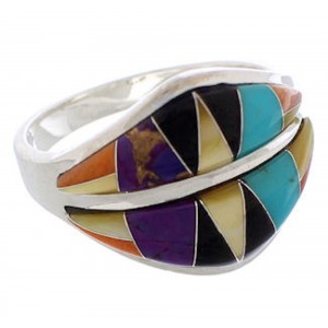 Sterling Silver Jewelry Turquoise Multicolor Ring Size 7-3/4 MX23425