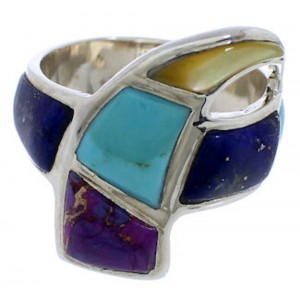 Southwest Multicolor Turquoise Sterling Silver Ring Size 6 VX36451