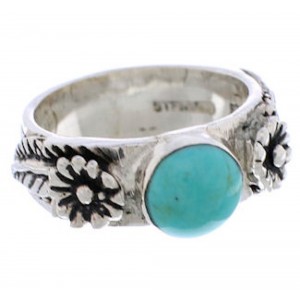 Silver Turquoise Flower Southwestern Jewelry Ring Size 5-3/4 TX27969