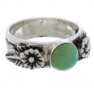 Turquoise Southwest Sterling Silver Flower Ring Size 7-1/2 TX28003