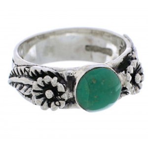 Southwest Silver Turquoise Flower Ring Jewelry Size 7-1/2 TX28004